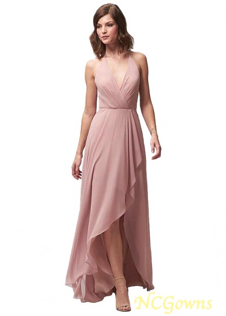 Hi-Lo Natural Waistline Pink Dresses