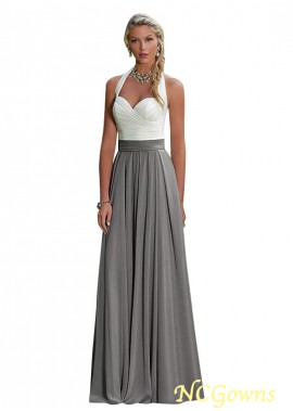 Silver Full Length Halter A-Line Silver Dresses