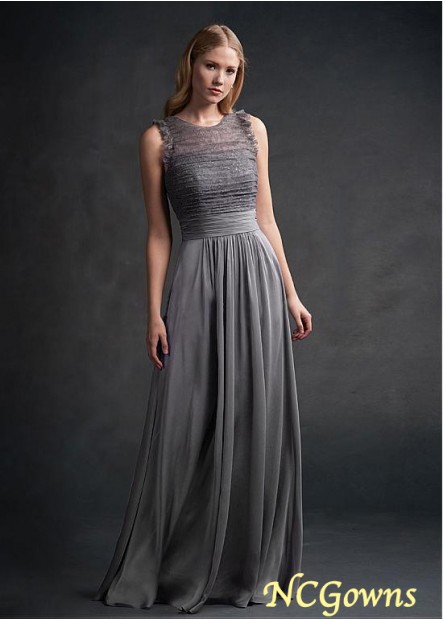 A-Line Silhouette Lace  Chiffon Fabric Natural Bridesmaid Dresses