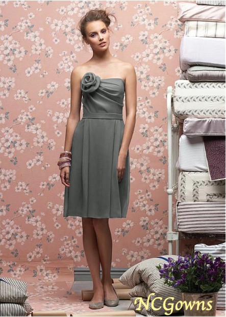 Ncgowns Empire Waistline Strapless Knee-Length Silver Dresses