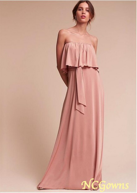 A-Line Pink Spandex Fabric Bridesmaid Dresses