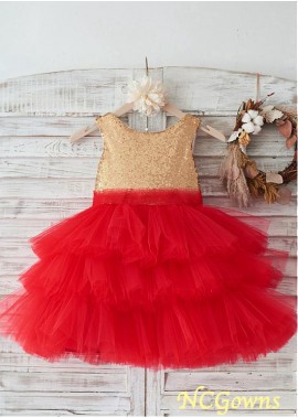 Ball Gown Silhouette Tulle  Sequin Lace Flower Girl Dresses T801525394098