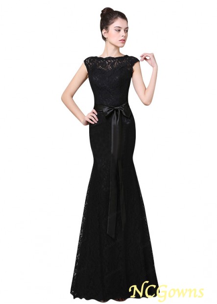 Mermaid Trumpet Silhouette Natural Waistline Bateau Full Length Black Dresses