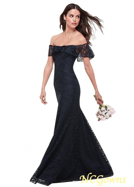 Lace Sheath Column Silhouette Full Length Black Dresses