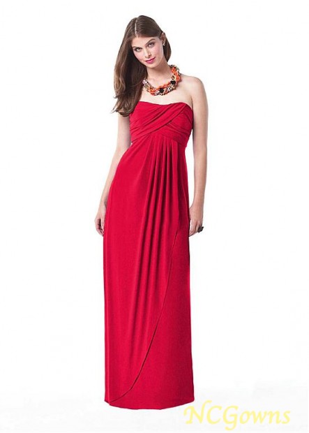 Ncgowns Empire Waistline Chiffon  Poly Satin Fabric Full Length Length Red Tone Bridesmaid Dresses