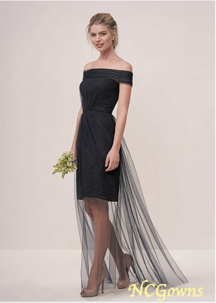 Tulle  Lace Full Length Black Dresses