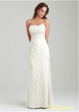 Full Length Length Lace Fabric Strapless White Dresses
