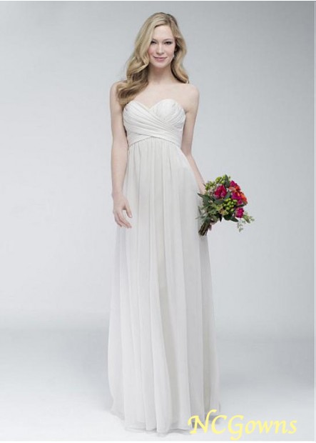 Satin  Silk Like Chiffon A-Line Full Length Length White Bridesmaid Dresses