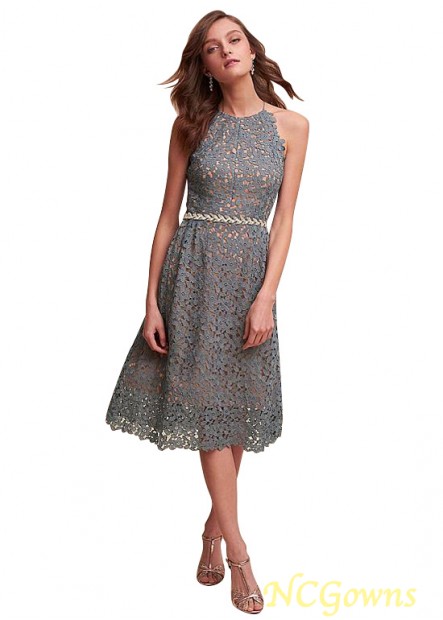 Ncgowns Gray Color Family Tea-Length Length A-Line Natural Bridesmaid Dresses