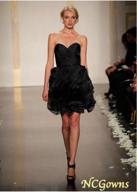Black A-Line Natural Sweetheart Short Dresses T801525663911