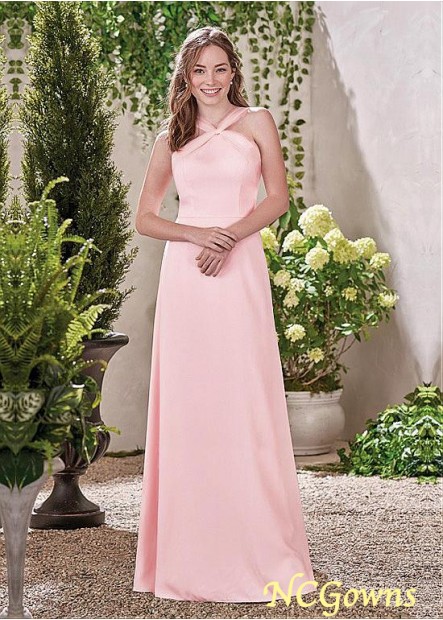 A-Line Satin Fabric Full Length Bridesmaid Dresses