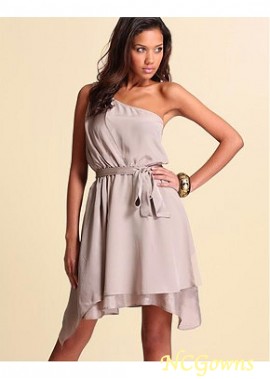 Ncgowns Chiffon  Stretch Charmeuse  Fabric Asymmetrical One Shoulder Short Dresses