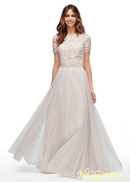 Full Length Natural A-Line White Bridesmaid Dresses