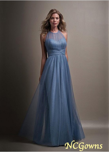 Tulle Fabric Full Length A-Line Silhouette Bridesmaid Dresses