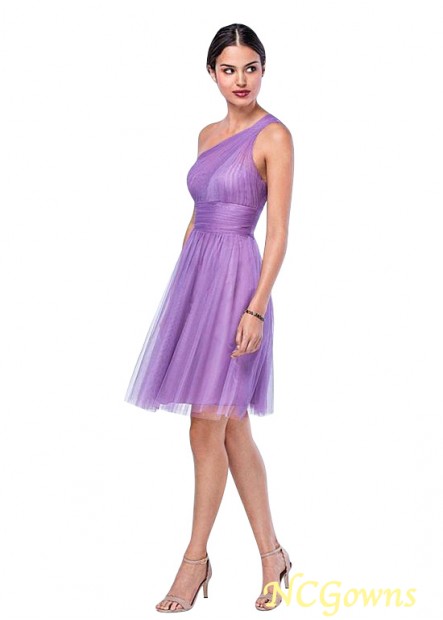 A-Line Purple One Shoulder Short Dresses