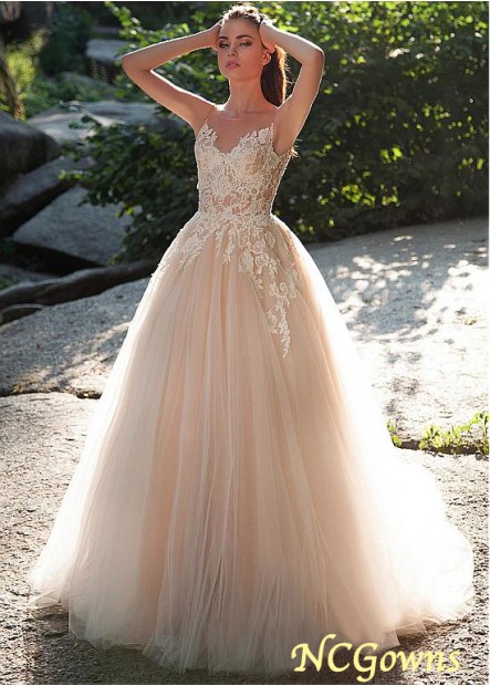 Ncgowns Chapel 30-50Cm Along The Floor Train A-Line Tulle Wedding Dresses