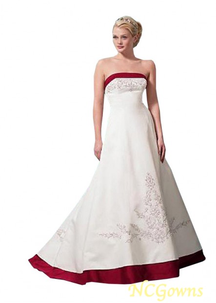 Satin Fabric No Waistline A-Line Silhouette Plus Size Wedding Dresses
