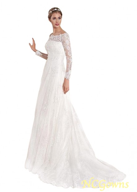 Off-The-Shoulder Full Length Chapel 30-50Cm Along The Floor Long Sleeve Length With Sleeves