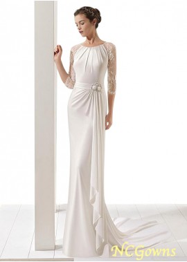 Sweep 15-30Cm Along The Floor Illusion Sleeve Type 3 4-Length Wedding Dresses