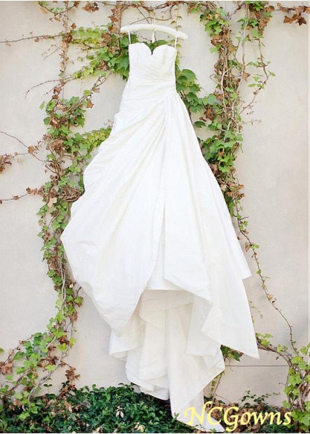Ncgowns Taffeta Natural Chapel 30-50Cm Along The Floor Full Length Ball Gown Wedding Dresses