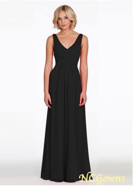 Ncgowns Black V-Neck Neckline A-Line Silhouette Bridesmaid Dresses