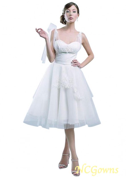 Tulle Tea-Length Length Natural A-Line Silhouette Short Wedding Dresses