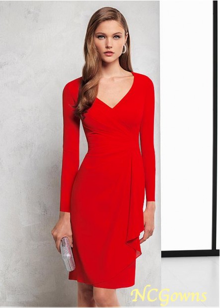 Sheath Column Knee-Length Red Tone Spandex Fabric Special Occasion Dresses