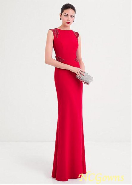 Jewel Neckline Floor-Length Hemline Red Tone Color Family Red Dresses T801525405244