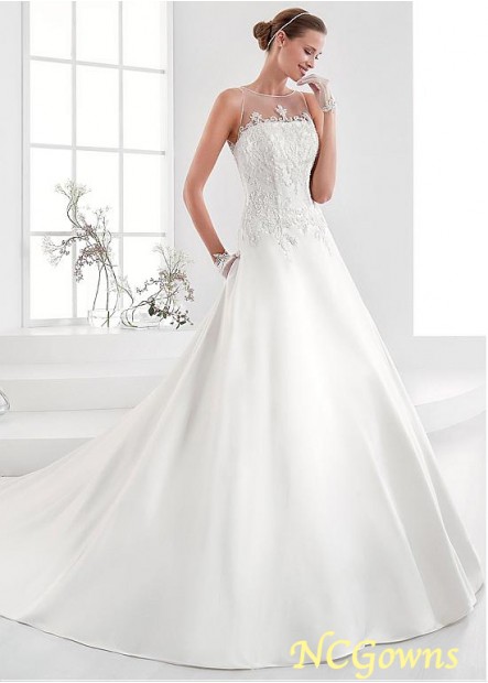 Jewel Sleeveless Sleeve Length Natural Wedding Dresses