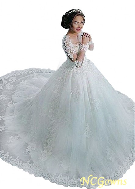 Royal Monarch 70Cm Along The Floor Train Jewel Neckline Natural Illusion Sleeve Type Ball Gown Ball Gowns