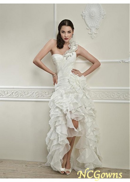 Ncgowns One Shoulder Sweep 15-30Cm Along The Floor Train Wedding Dresses