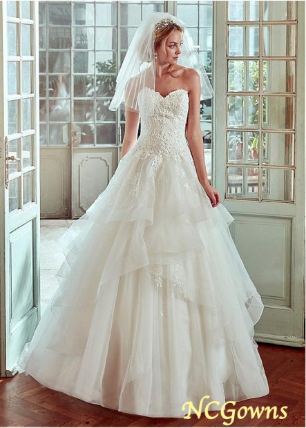 Ncgowns Tulle  Satin Sweetheart Full Length Length Wedding Dresses