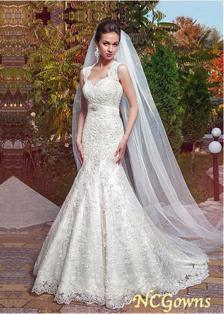 Full Length Length Tulle Sweep 15-30Cm Along The Floor Lace Wedding Dresses