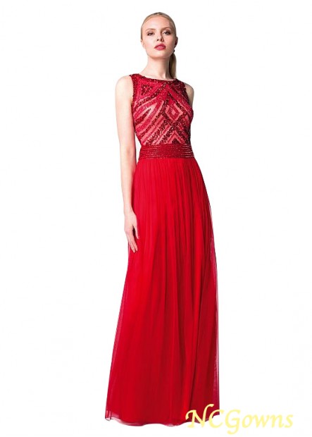 Red Tone Tulle Bateau Full Length A-Line Mother Of The Bride Dresses