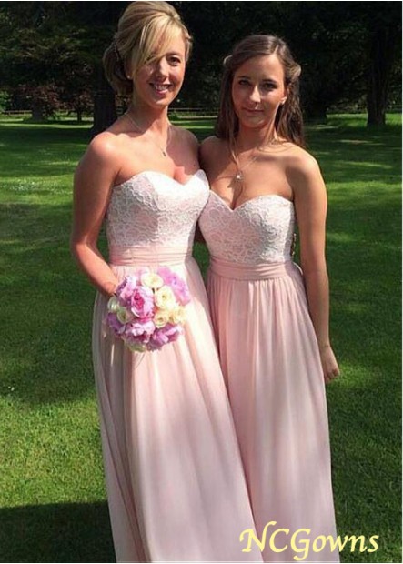 A-Line Sweetheart Pink Color Family Bridesmaid Dresses