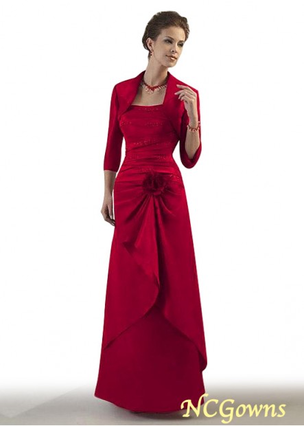 Full Length Red Tone Taffeta A-Line Silhouette Red Dresses T801525340114