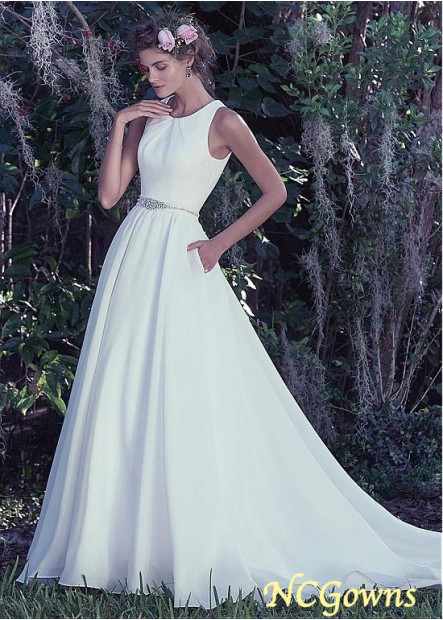 Sleeveless Sleeve Length Natural A-Line Silhouette Wedding Dresses T801525387774