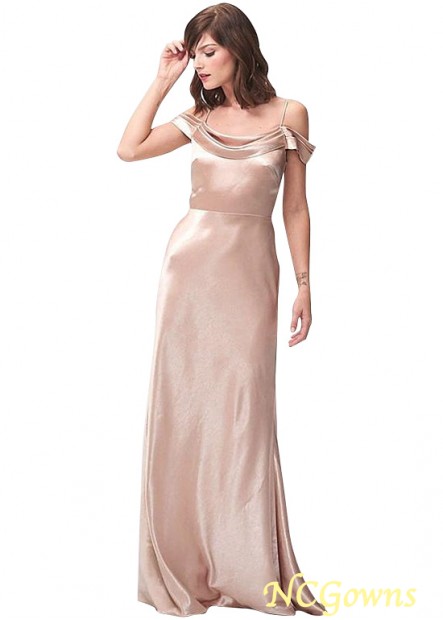 Full Length Pink Spaghetti Straps Neckline Bridesmaid Dresses
