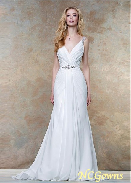 Tulle  Chiffon Fabric Sleeveless Wedding Dresses
