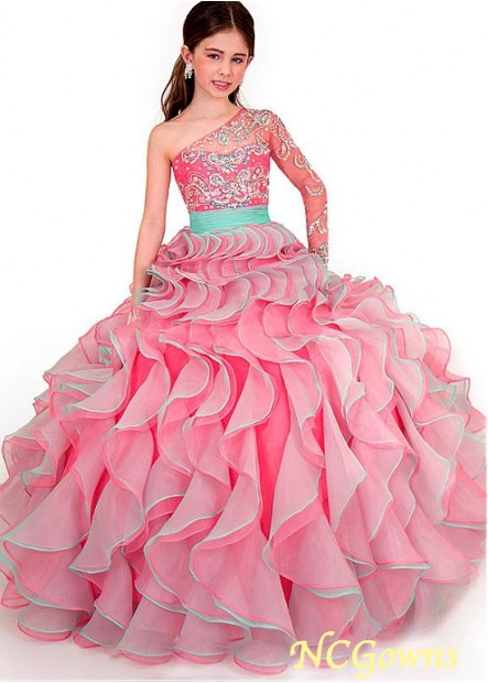Tulle  Organza Ball Gown Floor-Length Flower Girl Dresses