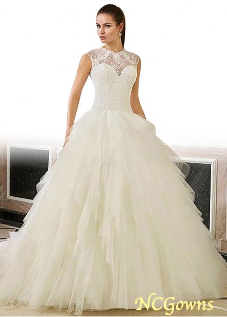 Natural Illusion High Neckline Sleeveless Full Length Wedding Dresses