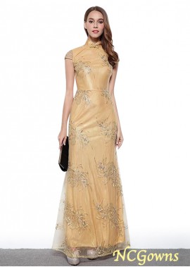 Ncgowns High Collar Cap Sleeve Type Yellow Tone Sheath Column Mother Of The Bride Dresses