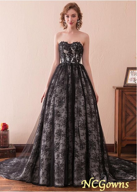 Sweetheart Floor-Length Cathedral 50-70Cm Along The Floor Black Color