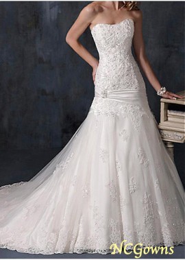 Ncgowns Full Length Satin Dropped A-Line Wedding Dresses