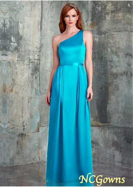 Sheath Column Taffeta Fabric One Shoulder Blue Tone Color Family Bridesmaid Dresses