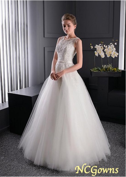 Sleeveless Sleeve Length Natural Waistline Tulle Jewel Wedding Dresses