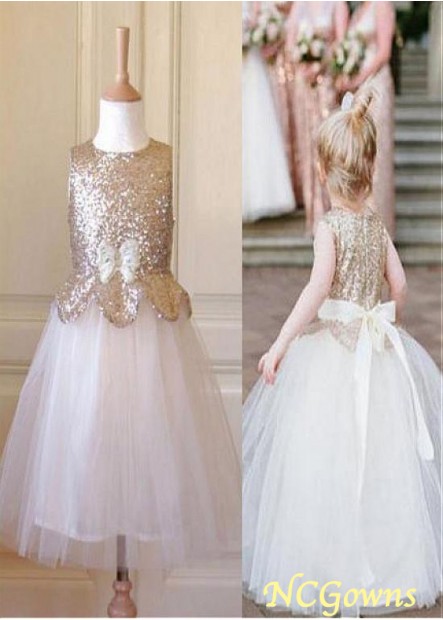 A-Line Tulle  Sequin Lace Fabric White White Dresses