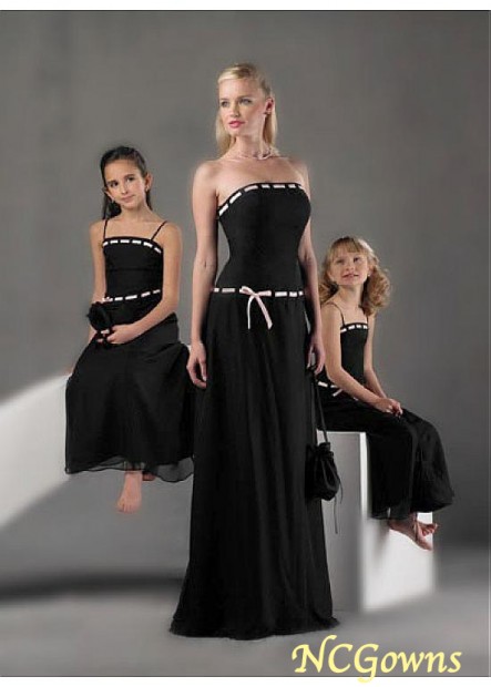 Ncgowns Black Chiffon  Satin Fabric Sheath Column Silhouette Full Length Black Dresses