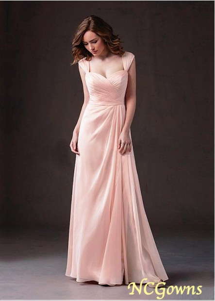 Sweetheart Silk-Like Chiffon Fabric Pink Full Length Length Pink Dresses