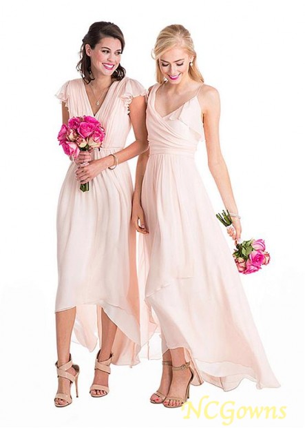 Ncgowns Natural Pink V-Neck Neckline Bridesmaid Dresses